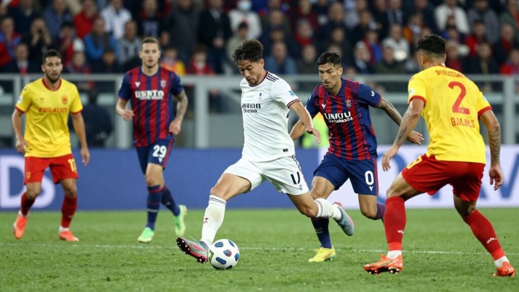 Serie A football match in action.