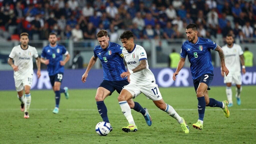 Italian football match action shot