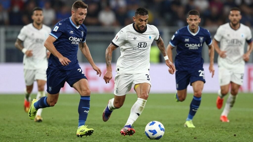 Serie A football match action on the pitch.